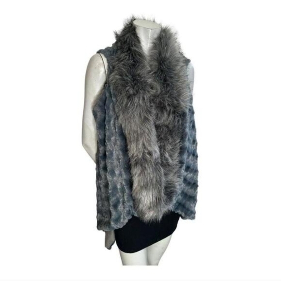 Modena Jackets & Blazers - Modena Grey Faux Fur Vest